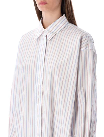 Remain Birger Christensen Relaxed Fit Striped Cotton Shirt In White