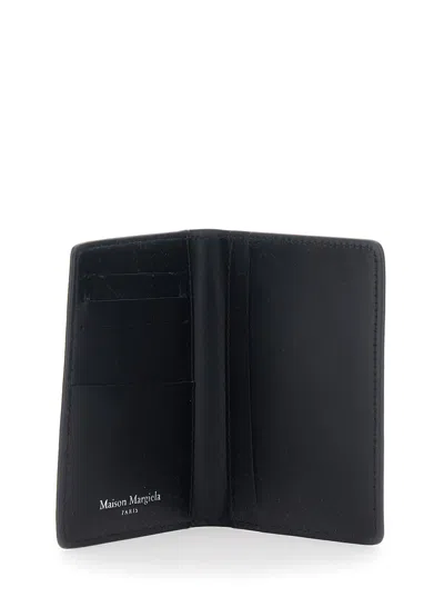 Maison Margiela Black Wallet With Four Rear Stitchings And Embossed Logo Lettering On The Inside In Leather Woman In Black