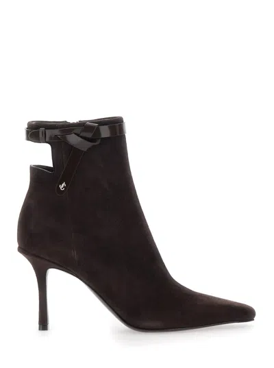 Jimmy Choo Camie Brown Ankle Boots With Knot Detail In Suede Woman In Brown