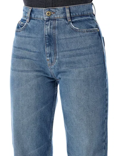 Sessun Blue Stonewash Straight-leg Jeans With Relaxed Fit In Blue