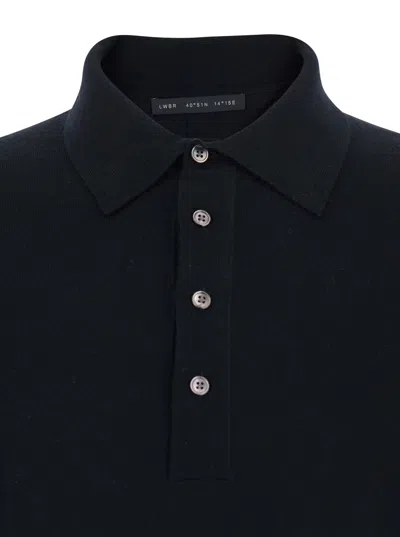 Low Brand Black Sweater With Polo Shirt Style Collar And Long Sleeves In Wool Man In Black