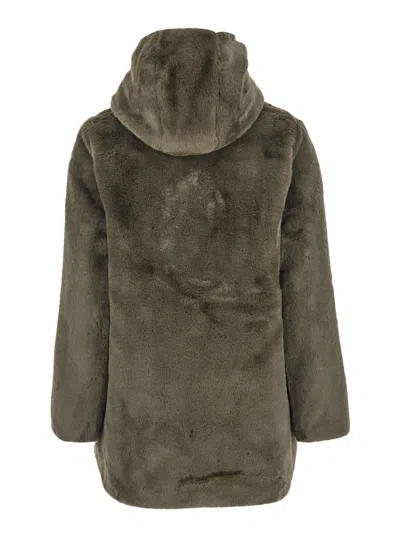 Save The Duck Bridget Brown Reversible Jacket With Front Zip Closure In Ecofur Woman In Brown