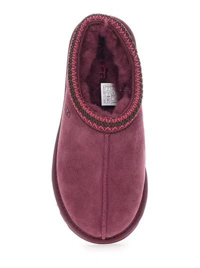 Ugg Bordeaux Mules With Almond Toe And Embroidery In Suede Woman In Burgundy