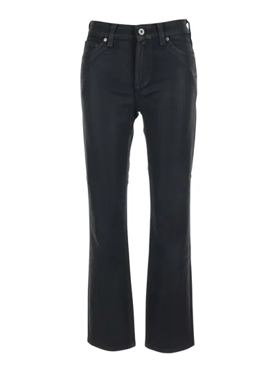 Ag Mari Black Jeans With Belt Loops Andd Logo Patch On The Rear In Denim Woman In Black