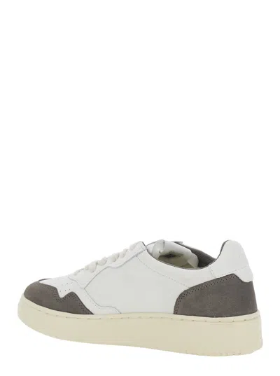 Autry Medalist Grey Low Top Sneakers With Logo Lettering On The Tongue And Perforated Toe In Leather Woman In White