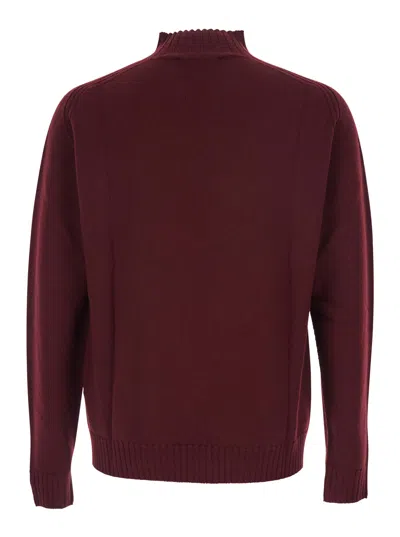 Vivienne Westwood Bordeaux Turtleneck Sweater With Orb Logo Embroidered On The Front In Wool Blend Man In Burgundy