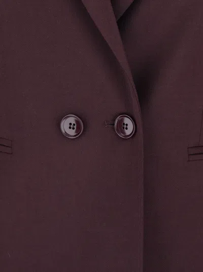 Twinset Bordeaux Double-breasted Jacket With Classic Lapels In Wool And Fabric Blend Woman In Burgundy