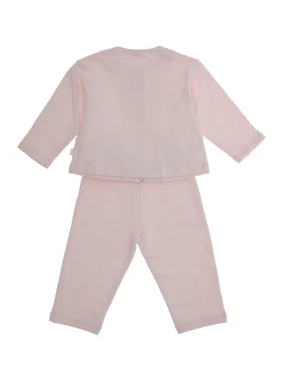 Il Gufo Pink Crewneck Suit With Front Zip Closure In Cotton Stretch Baby In Pink