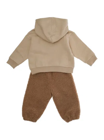 Il Gufo Brown Suit With Embroidery On The Front In Cotton Baby In Brown