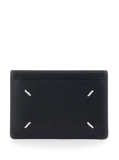 Maison Margiela Black Card Holder With Four Rear Stitchings In Leather Woman In Black