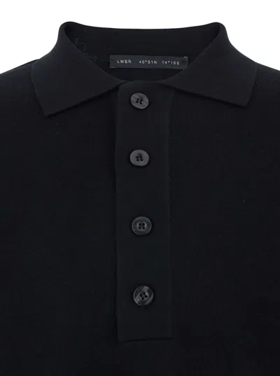 Low Brand Black Sweater With Polo Shirt Style Collar And Long Sleeves In Wool Man In Black