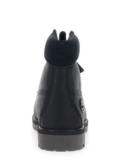 Timberland Black Ankle Boots With Logo Detail On The Side And Low Block Heel In Leather Man In Black