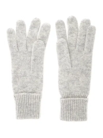 Helen Kaminski Blaire Grey Gloves With Logo Plaque Detail On The Front And Ribbed Details In Cashmere Woman In Gray