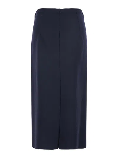 Mauro Grifoni Blue Skirt With Rear Single Slit And Rear Zip Closure In Fabric Woman In Blue