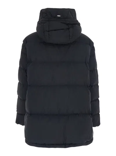 Herno Black Down Jacket With Removable Drawstring Hood In Tech Fabric Woman In Black