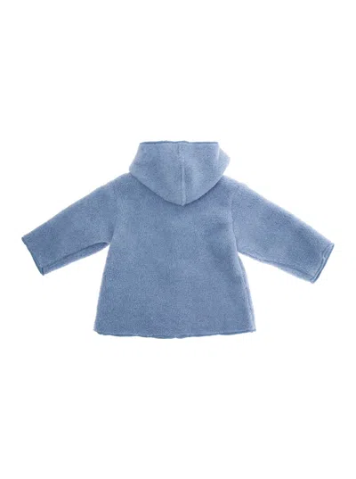 Il Gufo Blue Jacket With Fixed Hood And Logo Lettering Embroidery On The Sleeve In Tech Fabric Baby In Blue
