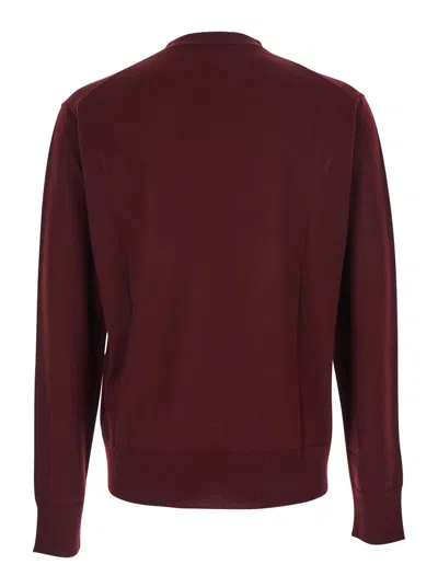 Vivienne Westwood Bordeaux Crew Neck Sweater With Dropped Shoulders And Orb Logo On The Front In Wool Blend Man In Burgundy