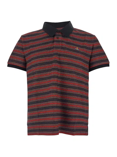 Vivienne Westwood Multicolor Polo Shirt With Orb Decoration On The Chest And All-over Stripes Motif In Cotton Man In Multi