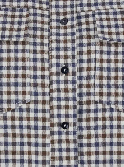 Merci Multicolor Crewneck Shirt With All-over Check Motif In Fabric Woman In Multi