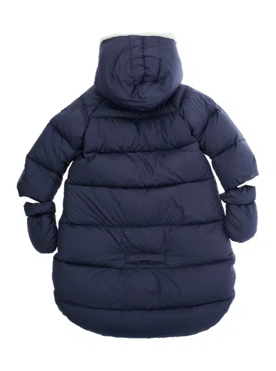 Il Gufo Blue Sleeping Sack Down Jacket With Fixed Hood And Removable Gloves In Tech Fabric Baby In Blue