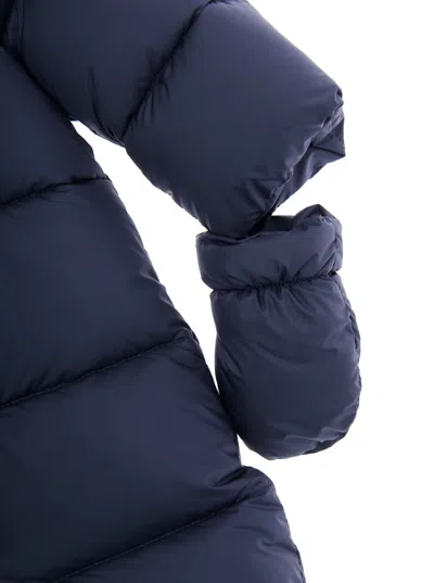 Il Gufo Blue Sleeping Sack Down Jacket With Fixed Hood And Removable Gloves In Tech Fabric Baby In Blue