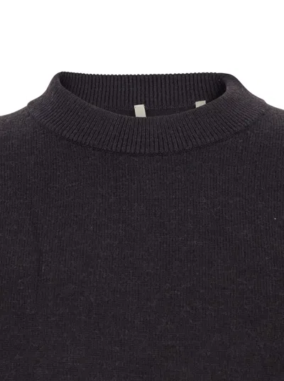 Sunflower Dark Brown Crew Neck Sweater With Dropped Shoulder In Wool Blend Man In Black