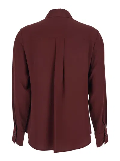 Mauro Grifoni Bordeaux Shirt With Classic Collar And Buttoned Cuffs In Cotton Blend Woman In Burgundy