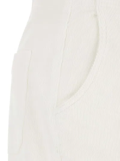 Twinset White Pants With Belt Loops In Ribbed Velvet Woman In White