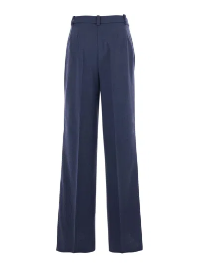 Pinko Blue Pants With Belt Loops In Wool Woman In Blue