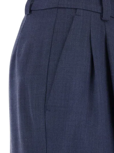 Pinko Blue Pants With Belt Loops In Wool Woman In Blue