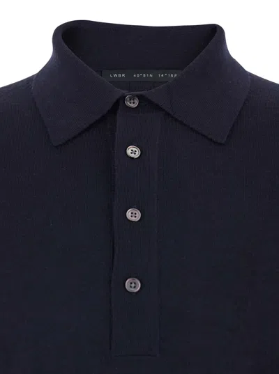 Low Brand Black Sweater With Polo Shirt Style Collar And Long Sleeves In Wool Man In Blue