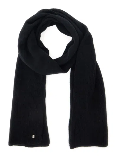 Helen Kaminski Reese Black Scarf With Logo Detail On The Front In Cashmere Woman In Black
