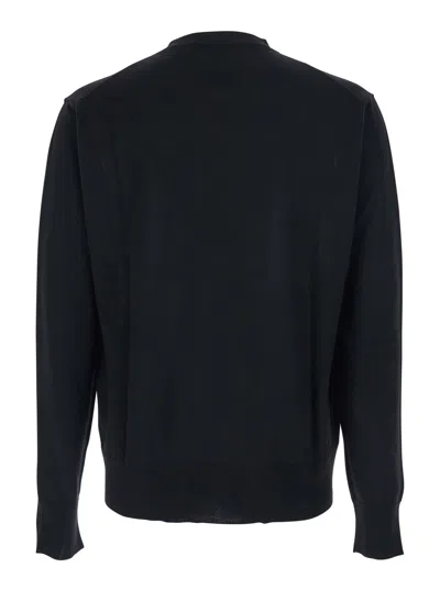 Vivienne Westwood Black Crew Necksweater With Orb Logo Embroidered On The Front In Wool Blend Man In Black