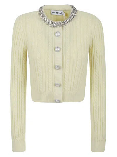 Self-portrait Yellow Alpaca Cardigan In Yellow