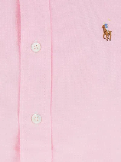 Polo Ralph Lauren Pink Shirt With Classic Collar And Logo Embroidery On The Front In Cotton Woman In Pink