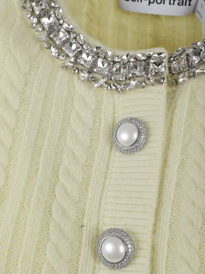 Self-portrait Yellow Alpaca Cardigan In Yellow