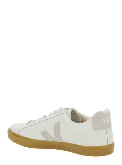 Veja Esplar White Low Top Sneakers With Contrasting Heel With Logo Lettering And Logo Patch On The Side I In White
