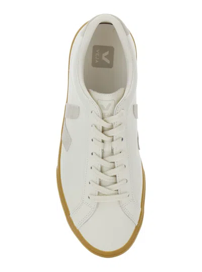 Veja Esplar White Low Top Sneakers With Contrasting Heel With Logo Lettering And Logo Patch On The Side I In White