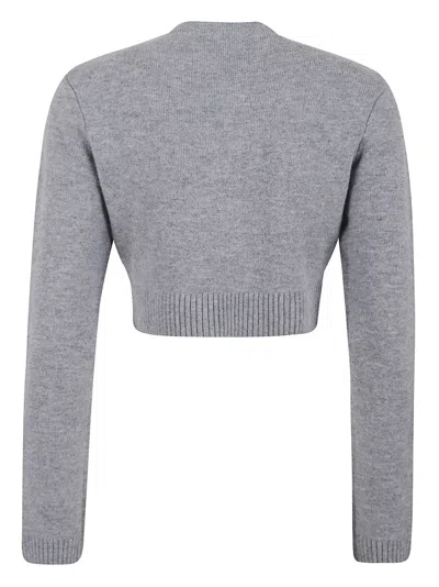 Self-portrait Cropped Gray Sweater With Decorative Buttons In Gray