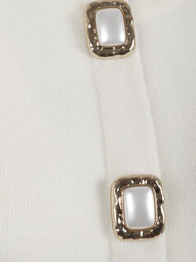 Self-portrait Womens Cream Cropped Embellished Stretch-wool Blend Cardigan In White