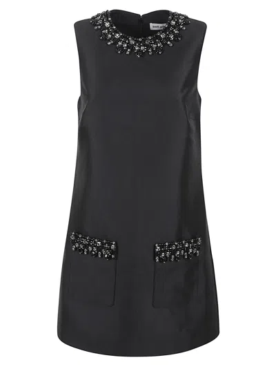 Self-portrait Black Taffeta Embellished Trim Mini Dress Clothing