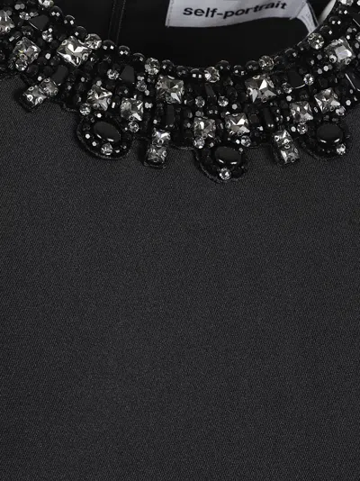 Self-portrait Black Taffeta Embellished Trim Mini Dress Clothing
