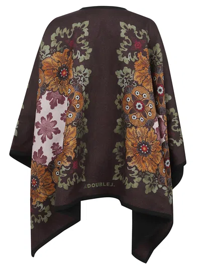 La Doublej Virgin Baize Wool Poncho In Brown