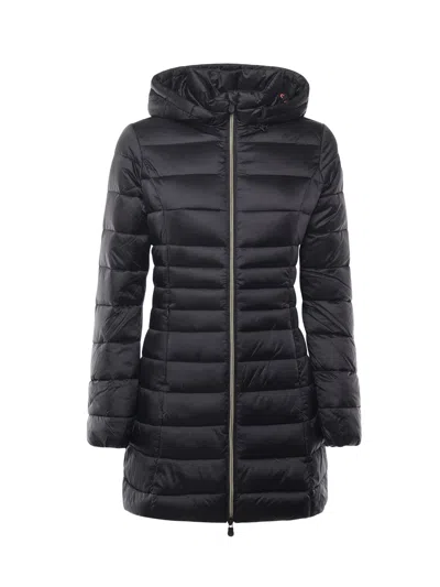 Save The Duck Hoodie Zip-up Parka Coat In Black