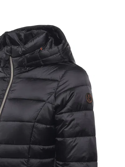 Save The Duck Hoodie Zip-up Parka Coat In Black