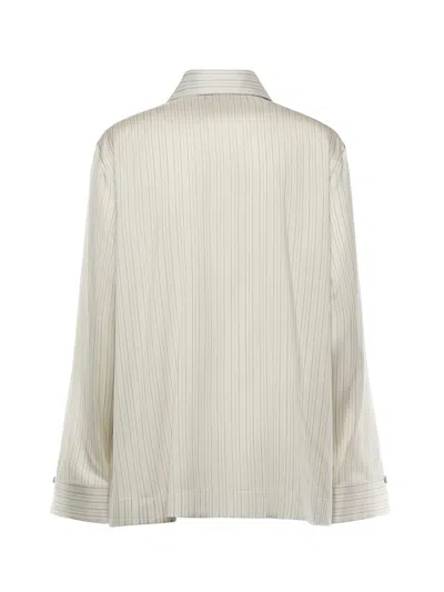 Fendi Striped Draped Shirt In White