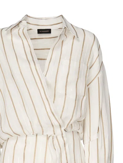 The Andamane Whitelotus Striped Short Dress In White