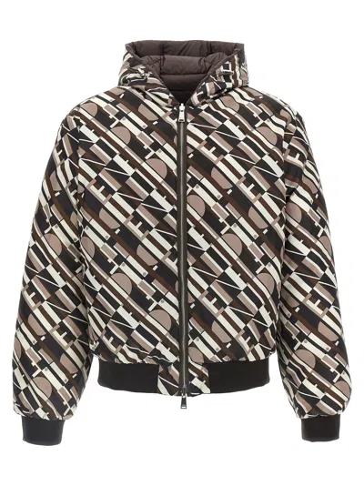 Fendi Reversible Down Jacket Puffer Jackets Beige In Brown