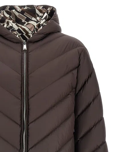 Fendi Reversible Down Jacket Puffer Jackets Beige In Brown