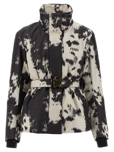 Fendi Frosted Fauna Puffer Jackets Multicolor In Black